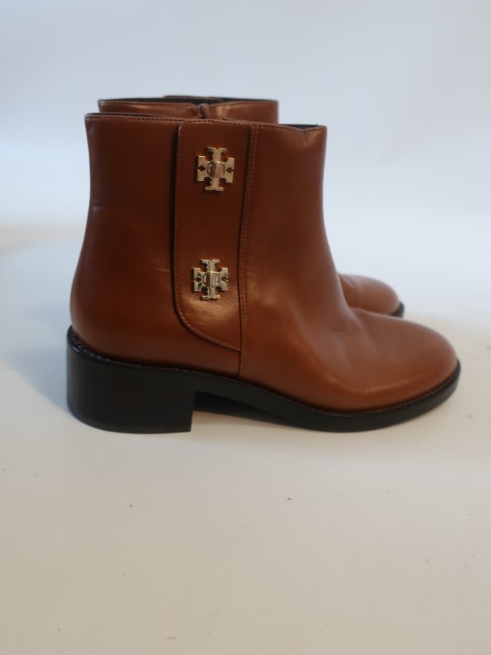 Womens Tory Burch T Lock Brown Leather Ankle Boots 9 - Picture 6 of 11